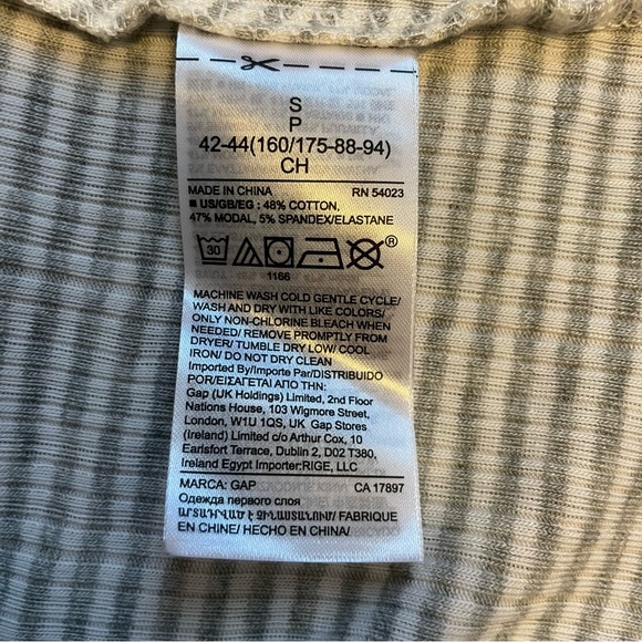 NWT GAP Ribbed Modal Pajama Top - Gray and White Stripe - Picture 7 of 8